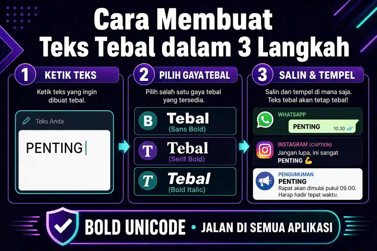 Cara bikin teks tebal di WhatsApp: apit kata dengan tanda bintang atau pakai karakter Unicode untuk nama grup dan status